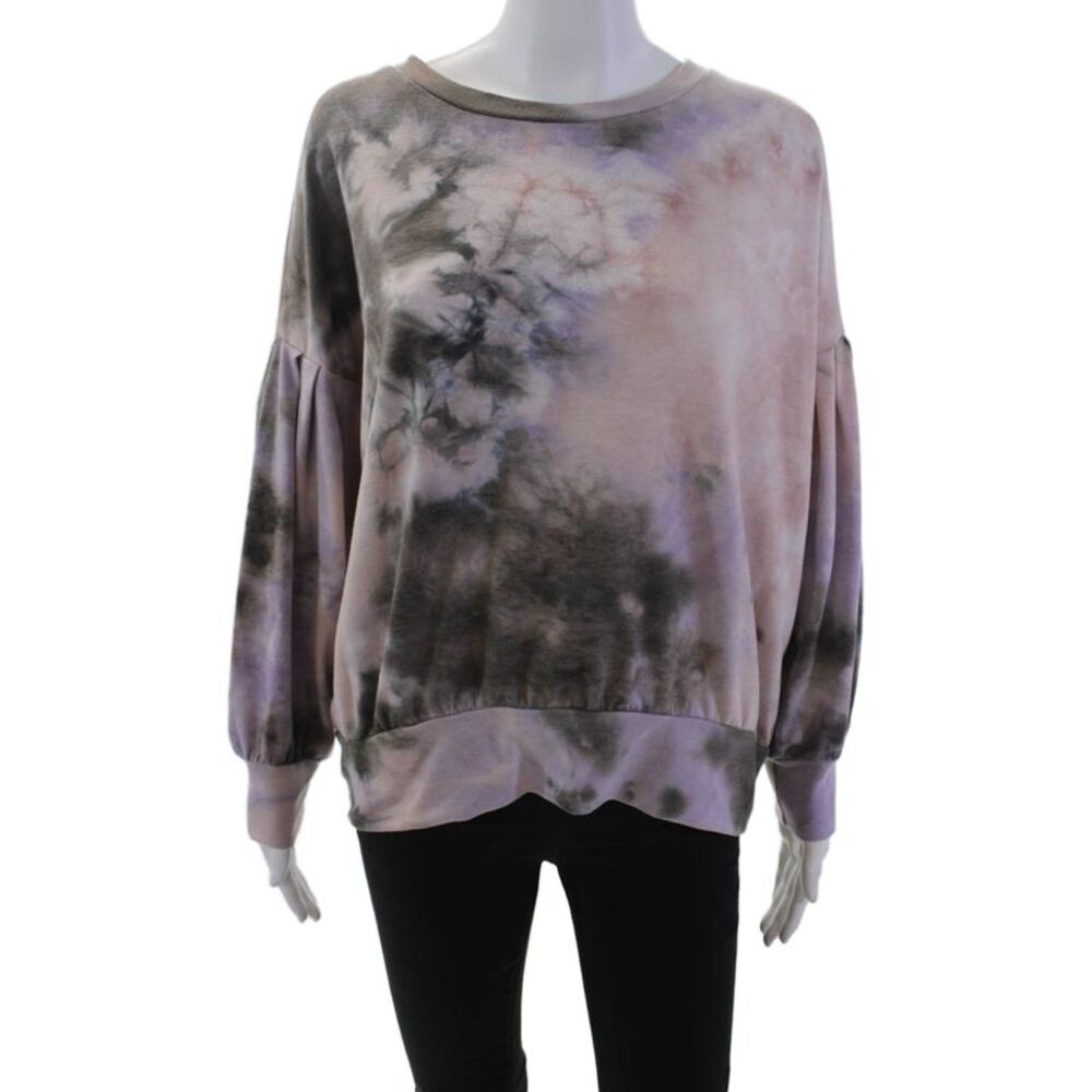 Veronica M Womens 3/4 Sleeve Scoop Neck Tie Dyed Sweater Multicolored Size Small